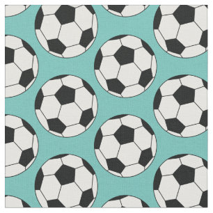 Soccer Balls Sports Teal Fabric