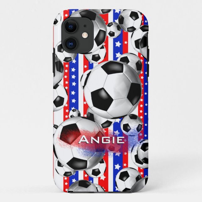 Soccer Balls USA Red White Blue Stars and Stripes Case-Mate iPhone Case (Back)
