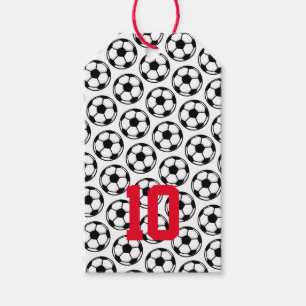 Soccer Balls White Black Custom Number Sports Team Gift Tags