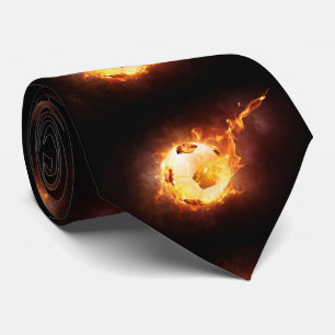 Soccer Balls With Flames Necktie