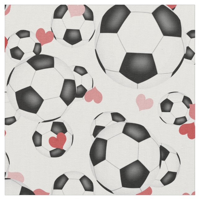 soccer balls with hearts pattern sports fabric (Close Up)