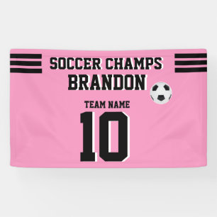 soccer banner pink black personalized player sport