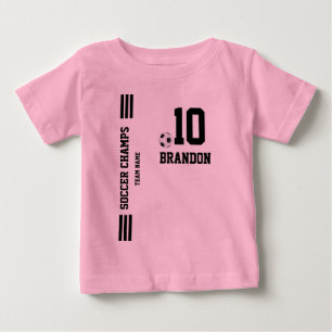 soccer banner pink black personalized player sport baby T-Shirt