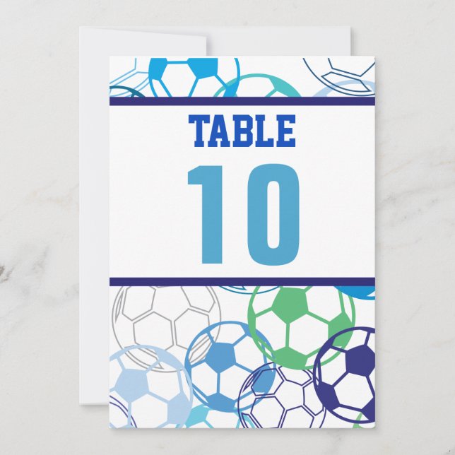 SOCCER Bar Barre Mitzvah Numéro de table Carte de  (Devant)