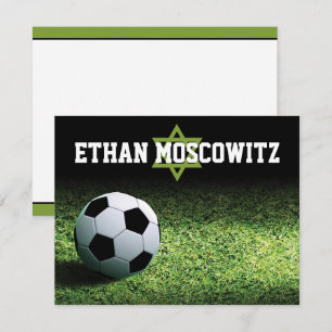 Soccer Bar Mitzvah Flat Thank You Note Card
