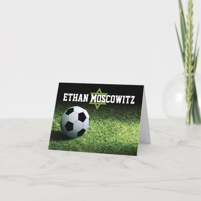 Soccer Bar Mitzvah Folded Thank You Card 2 (Front)