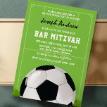 Soccer Bar Mitzvah | Football Mitzvah Invitation<br><div class="desc">Soccer themed bar mitzvah invitations featuring a green football pitch background,  a soccer ball,  football players,  and a modern party template that is easy to personalize.</div>