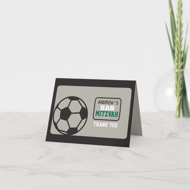 SOCCER Bar Mitzvah Invitation Thank You Card (Front)