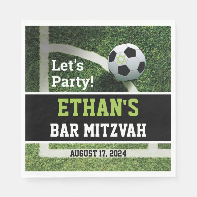Soccer Bar Mitzvah Let's Party! Napkin (Front)