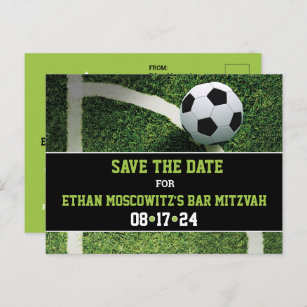 Soccer Bar Mitzvah Save the Date Card