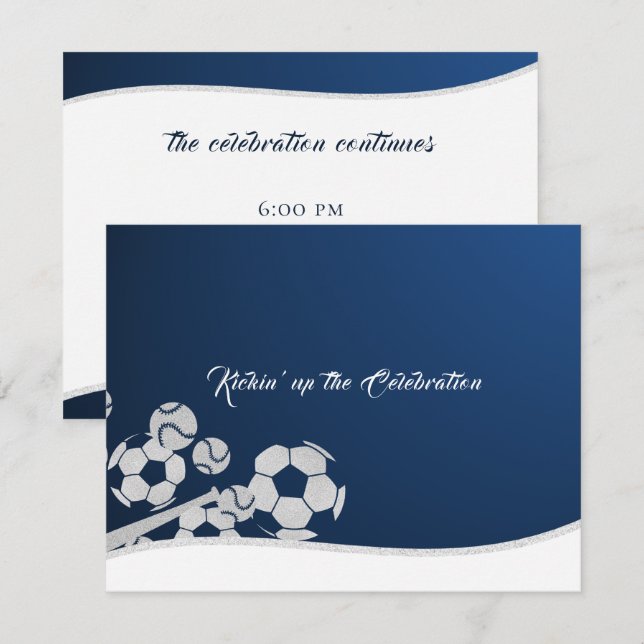 Soccer Baseball Bar Mitzvah Carte Réception (Devant / Derrière)