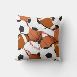 Soccer Baseball Football Basketball Sporty Ball Throw Pillow