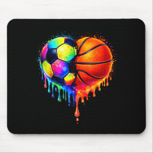 Soccer Basketball Drip Heart Sports Valentines Day Mouse Pad