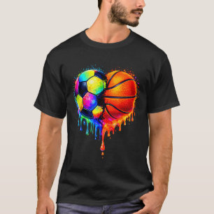 Soccer Basketball Drip Heart Srts Valentines Day M T-Shirt