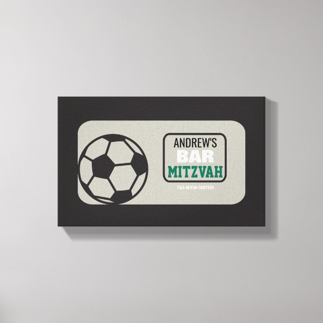 SOCCER Bat Bar Mitzvah Sign-In Memory Board Canvas Print (Front)