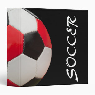 Soccer Binder Red White and Black on Black