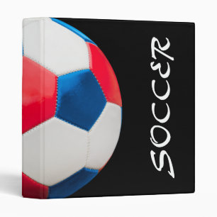 Soccer Binder Red White and Blue on Black