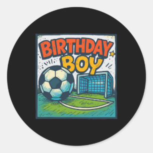 Soccer Birthday-boy Footll Goal Kids Birthday Part Classic Round Sticker