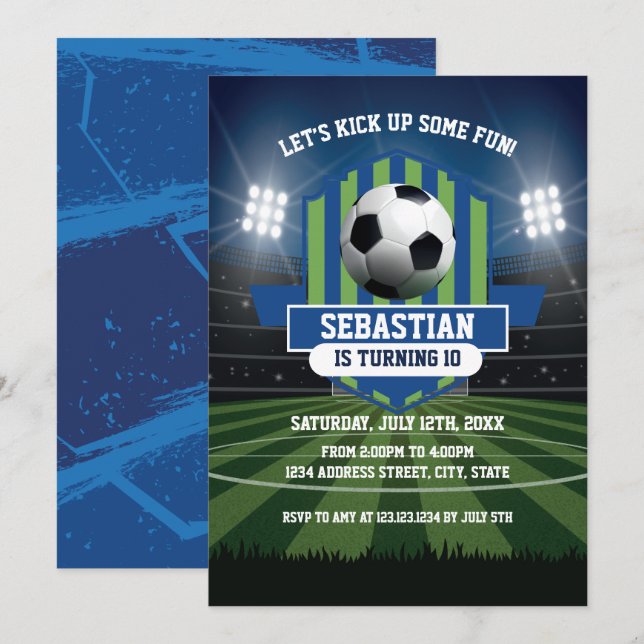 Soccer Birthday Invitation (Devant / Derrière)