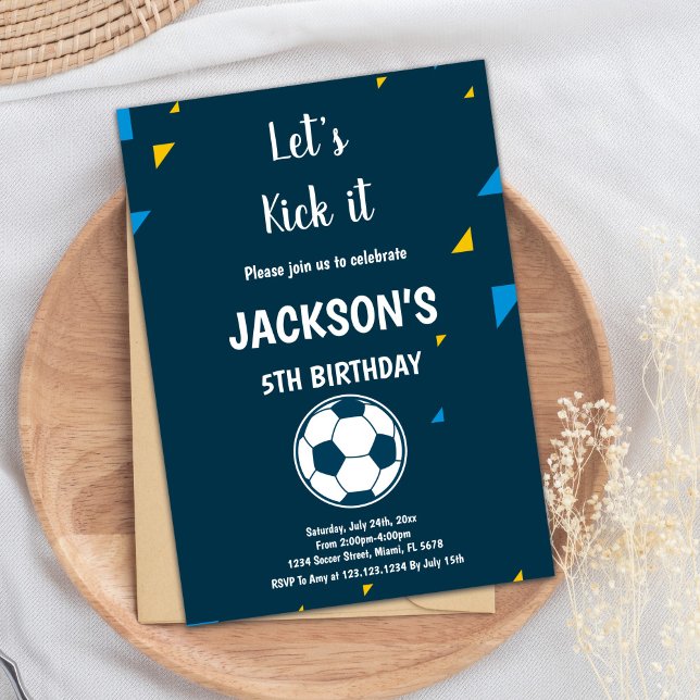 Soccer Birthday Invitation (Blue Soccer Birthday Invitations Theme)