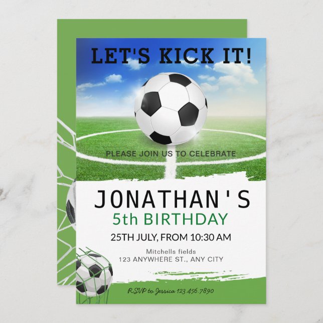  Soccer Birthday Invitation (Front/Back)