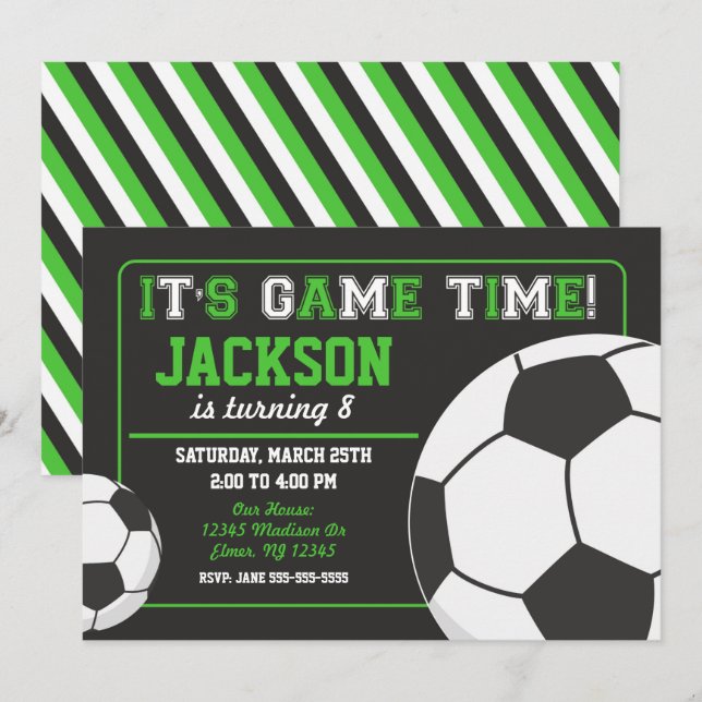 Soccer Birthday Invitation Chalkboard (Front/Back)