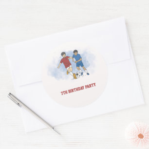 Soccer Birthday Invitation Template for Boys Classic Round Sticker