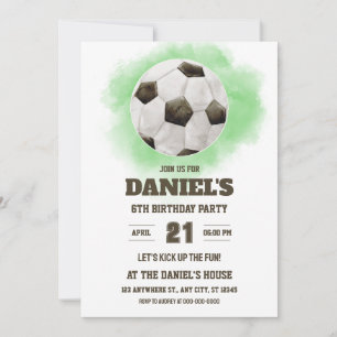 Soccer Birthday Invitation Watercolor Unisex