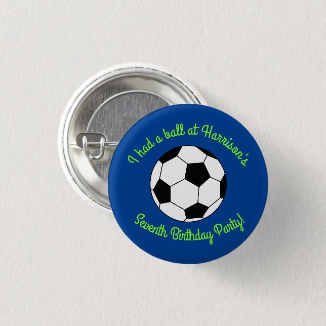 Soccer Birthday Party 1 Inch Round Button (Front & Back)