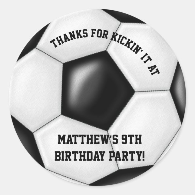 Soccer Birthday Party Favour Stickers (Front)