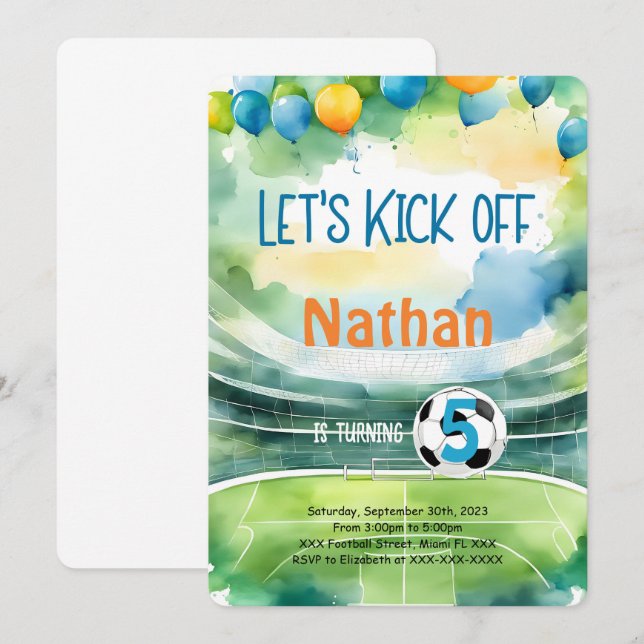 Soccer Birthday Party Invitation (Front/Back)