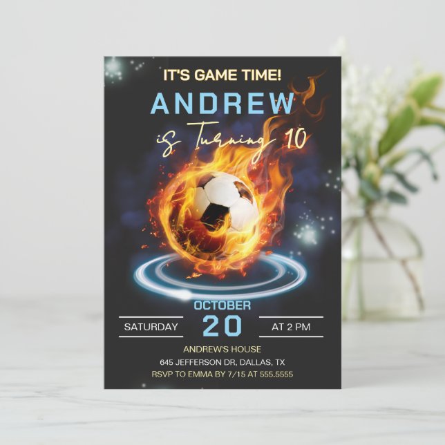 Soccer Birthday Party Invitation (Standing Front)