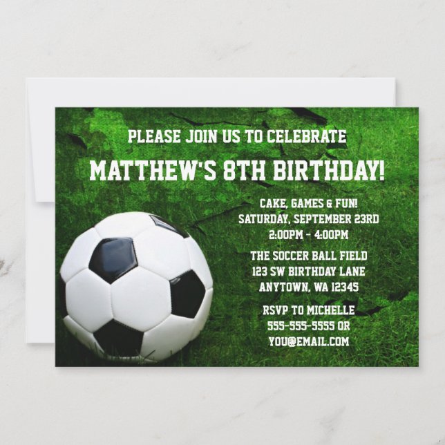Soccer Birthday Party Invitation (Front)