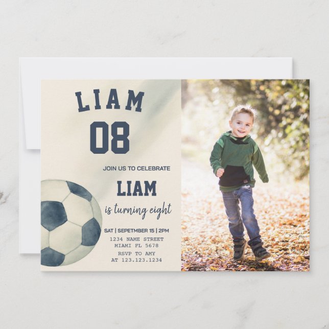 Soccer Birthday Party Invitation for Kids (Front)