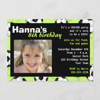 Soccer Birthday Party Invitation Green