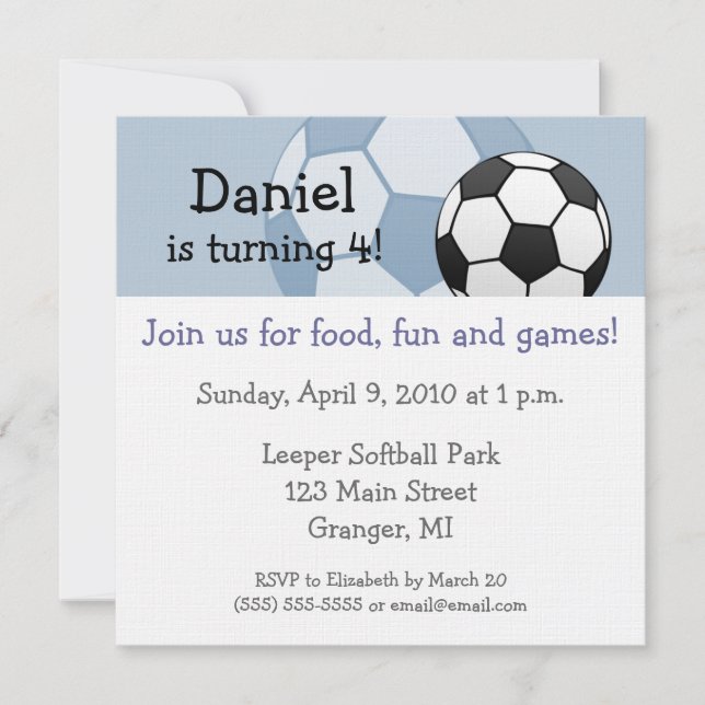 Soccer Birthday Party Invitations 5.25 in (Front)