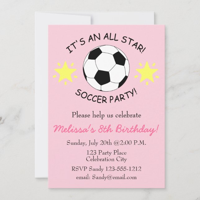 Soccer Birthday Party kids invitation customizable (Front)