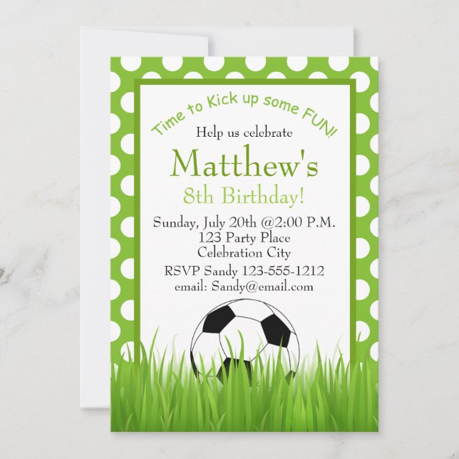 Soccer Birthday Party kids invitation customizable (Front)