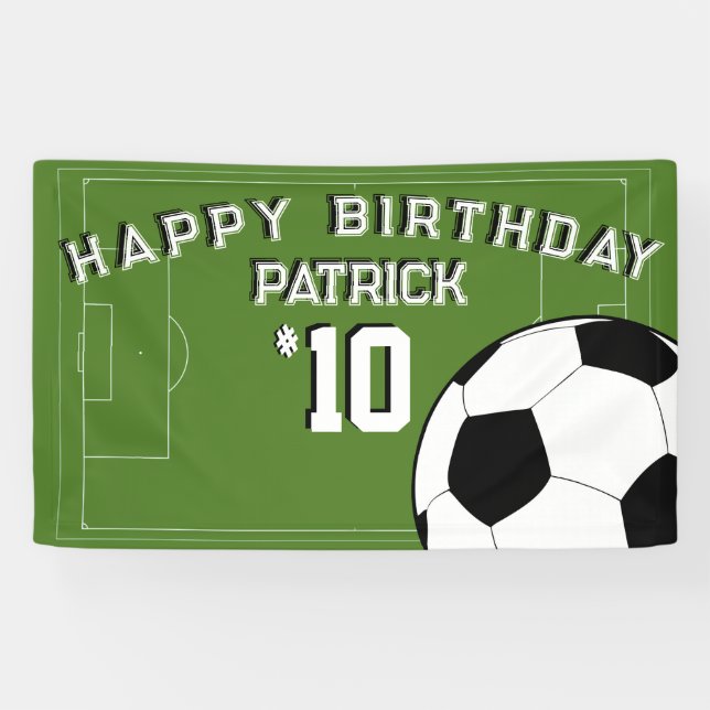 Soccer Birthday Party Personalized Banner (Horizontal)