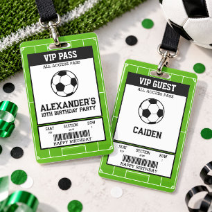 Soccer Birthday Party VIP Pass Guest Badge