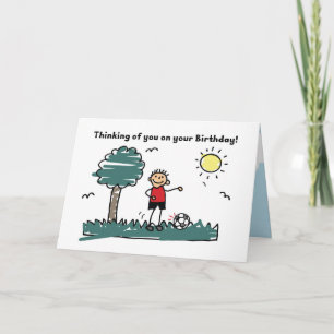 Soccer Birthday to Boy Outside Stick Figure Card