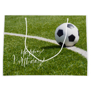 Soccer Birthday with ball and Happy Birthday Large Gift Bag