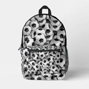 Soccer Black White Sport Pattern Printed Backpack