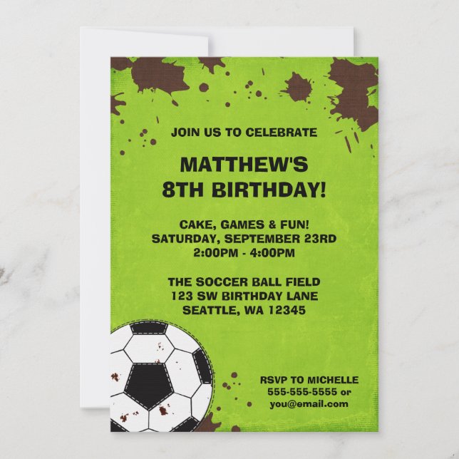 Soccer Boue Anniversaire Invitations (Devant)