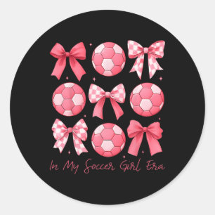 Soccer Bow Girl  Classic Round Sticker