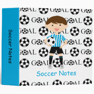 Soccer Boy 1 Light Blue and White Stripes Goal Binder