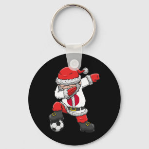 Soccer Boy Dabbing Santa Christmas Japan Footbyll  Keychain