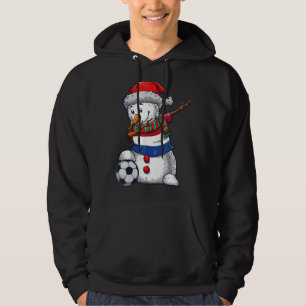 Soccer Boy Dabbing Snowman Christmas Netherlands F Hoodie