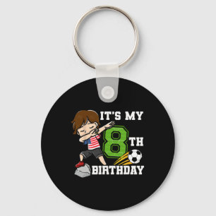 Soccer Boy It's My 8th Birthday American Flag Keychain