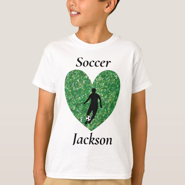 Soccer Boy Personalized Name  soccer ball T-Shirt (Front)